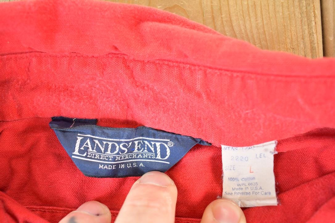 Vintage 1990s Lands End South Western Style Button Up Rodeo Shirt Mens Large from propervintagecanada