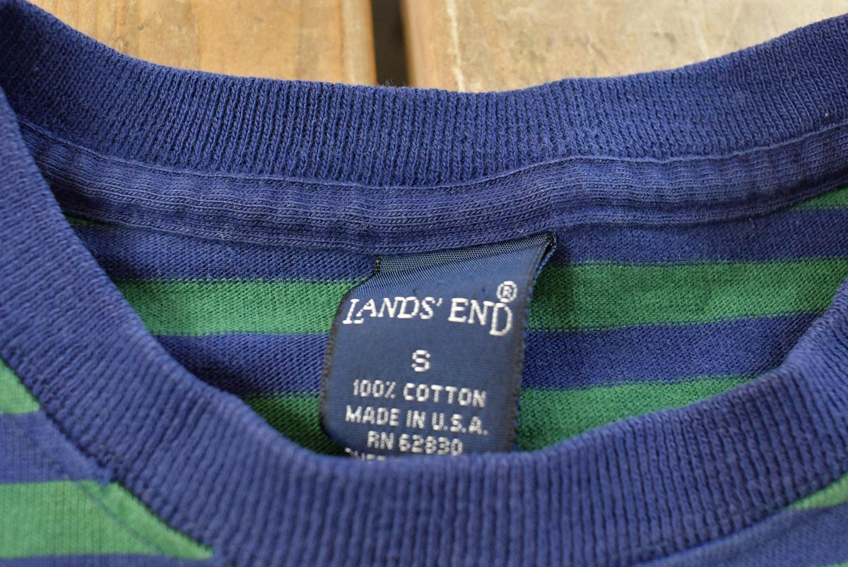Vintage 1990s Lands' End Striped Pocket T-Shirt Youth M from propervintagecanada