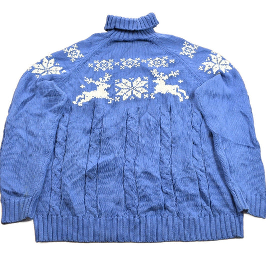 Vintage 1990s Lands End Winter Theme Turtleneck Sweater Women's XL from propervintagecanada