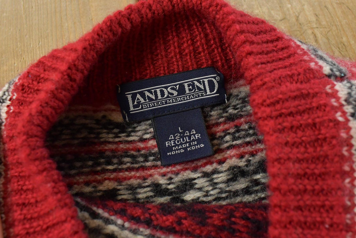 Vintage 1990s Lands' End Wool Knit Crewneck Sweater Men's M from propervintagecanada