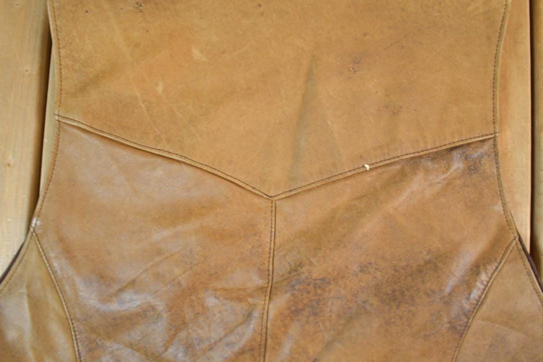 Vintage 1990s Lariat Leather Perfectly Distressed Western Cowboy Vest Men's XL from propervintagecanada