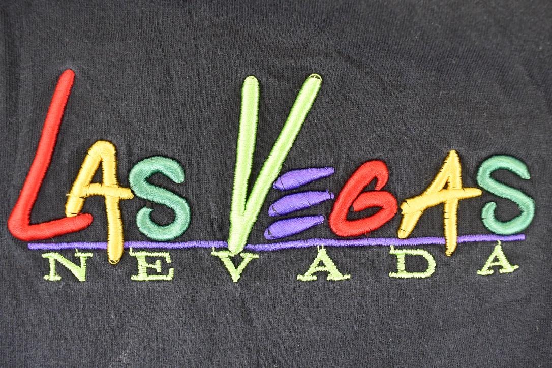 Vintage 1990s Las Vegas Souvenir Travel T-Shirt Men's S / Gambling Destination Shirt / 90s Single Stitch Graphic Tee from propervintagecanada