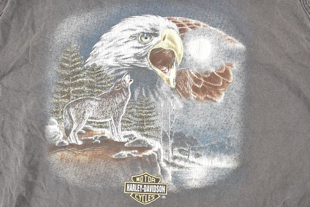 Vintage 1990s Laugerman's Harley Davidson Motorcycles Howling Wolf Eagle Biker Tank Top Women's M from propervintagecanada