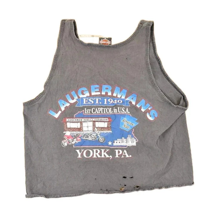 Vintage 1990s Laugerman's Harley Davidson Motorcycles Howling Wolf Eagle Biker Tank Top Women's M from propervintagecanada