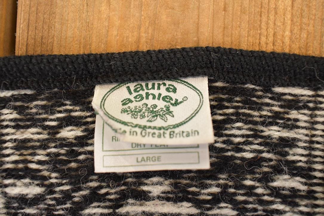 Vintage 1990s Laura Ashley Wool Knit Cardigan Sweater Women's S from propervintagecanada