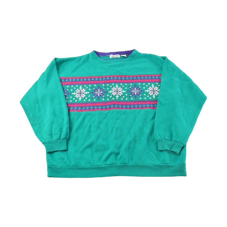 Vintage 1990s Lauren Brooke Snowflake Theme Sweater Women's XL from propervintagecanada
