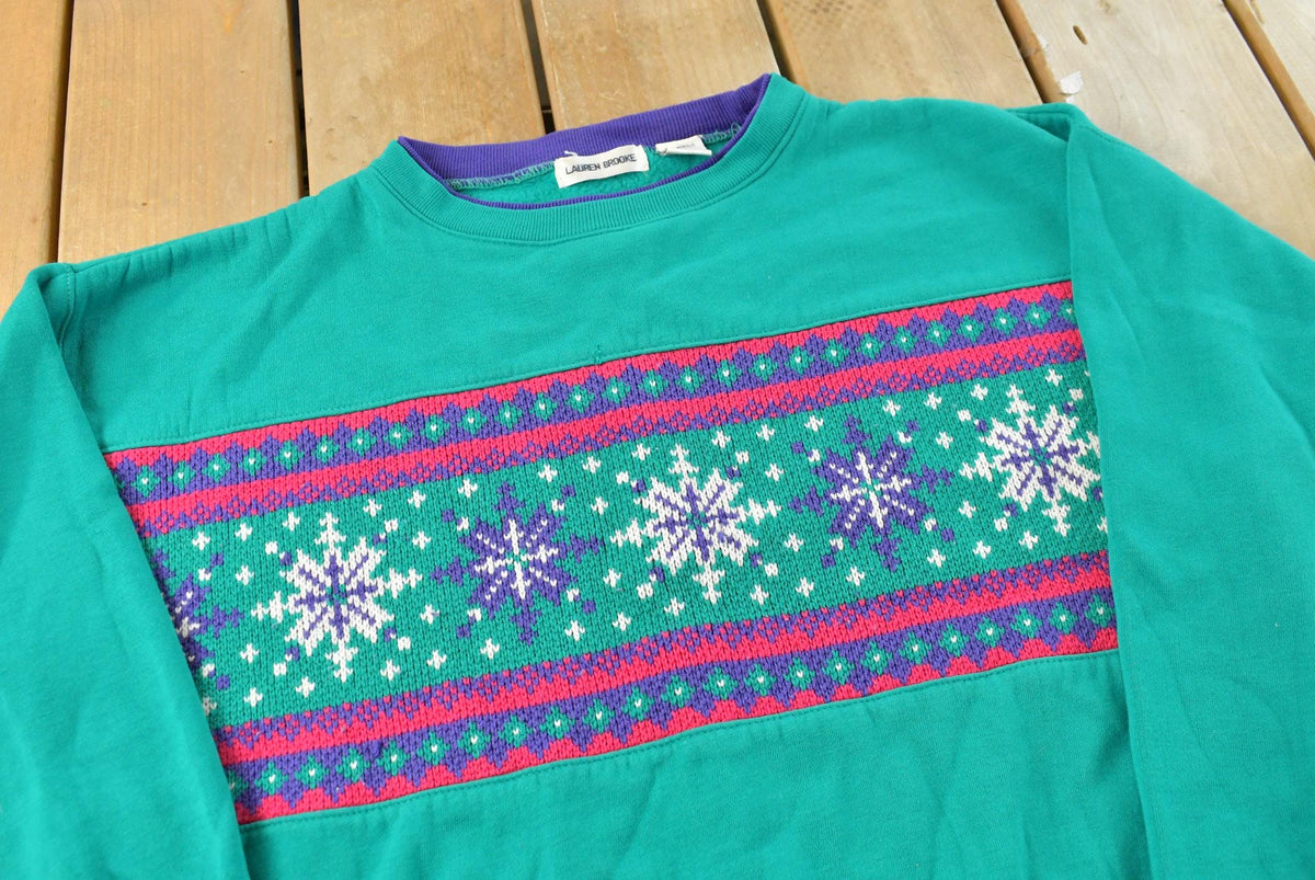 Vintage 1990s Lauren Brooke Snowflake Theme Sweater Women's XL from propervintagecanada