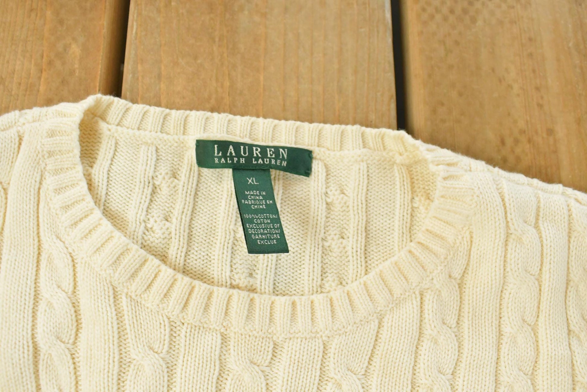 Vintage 1990s Lauren Ralph Lauren Cable Knit Crewneck Sweater Women's L / 90s Crewneck / Preppy Knits from propervintagecanada