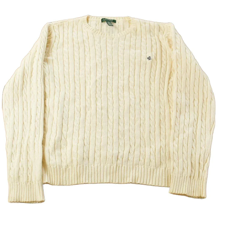 Vintage 1990s Lauren Ralph Lauren Cable Knit Crewneck Sweater Women's L / 90s Crewneck / Preppy Knits from propervintagecanada