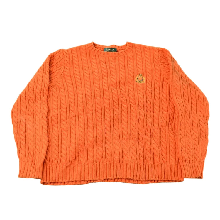 Vintage 1990s Lauren Ralph Lauren Cable Knit Pattern Crewneck Sweater Women's S from propervintagecanada