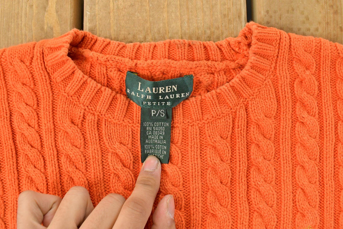 Vintage 1990s Lauren Ralph Lauren Cable Knit Pattern Crewneck Sweater Women's S from propervintagecanada