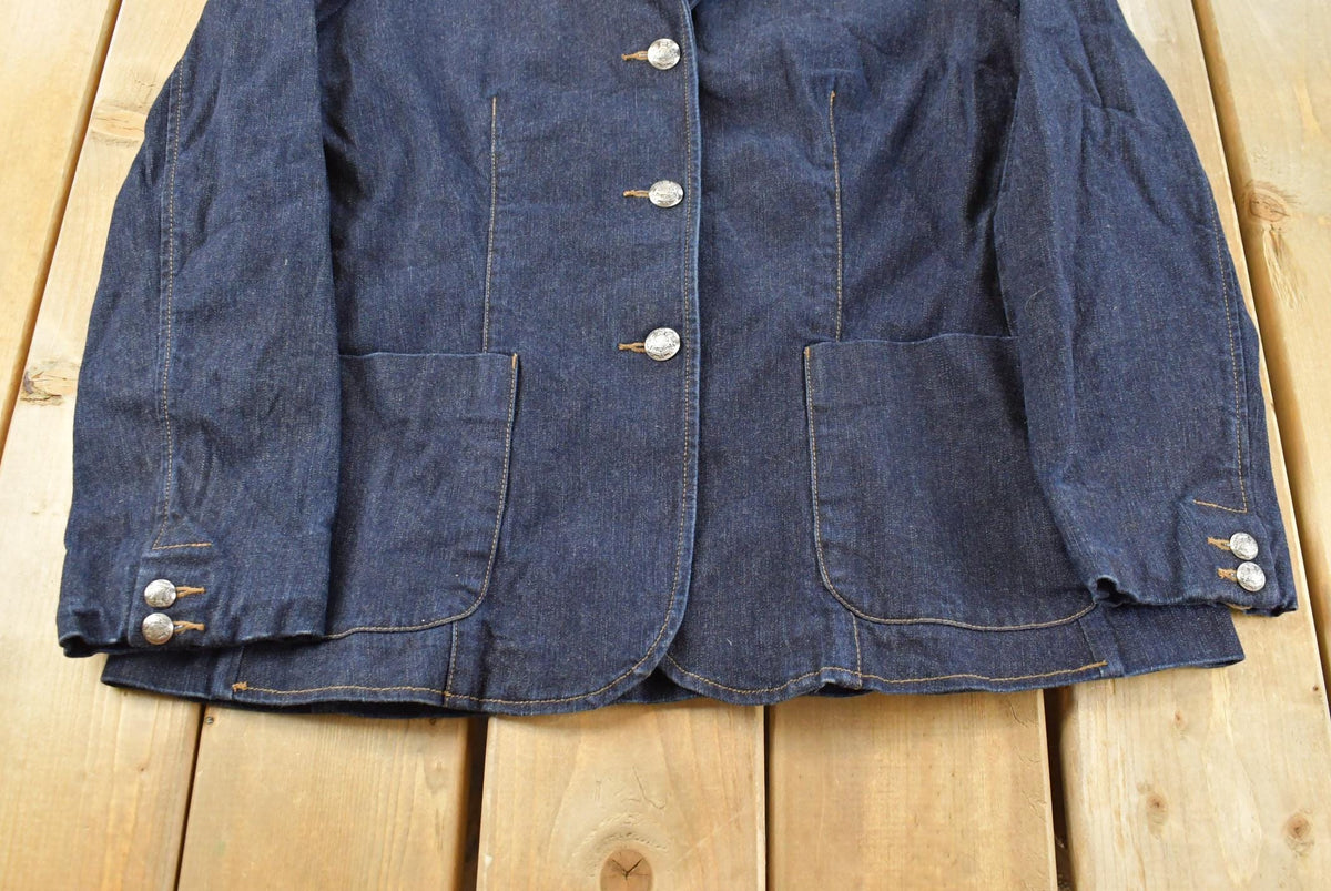 Vintage 1990s Lauren Ralph Lauren Denim Dark Blue Blazer Women's Large from propervintagecanada