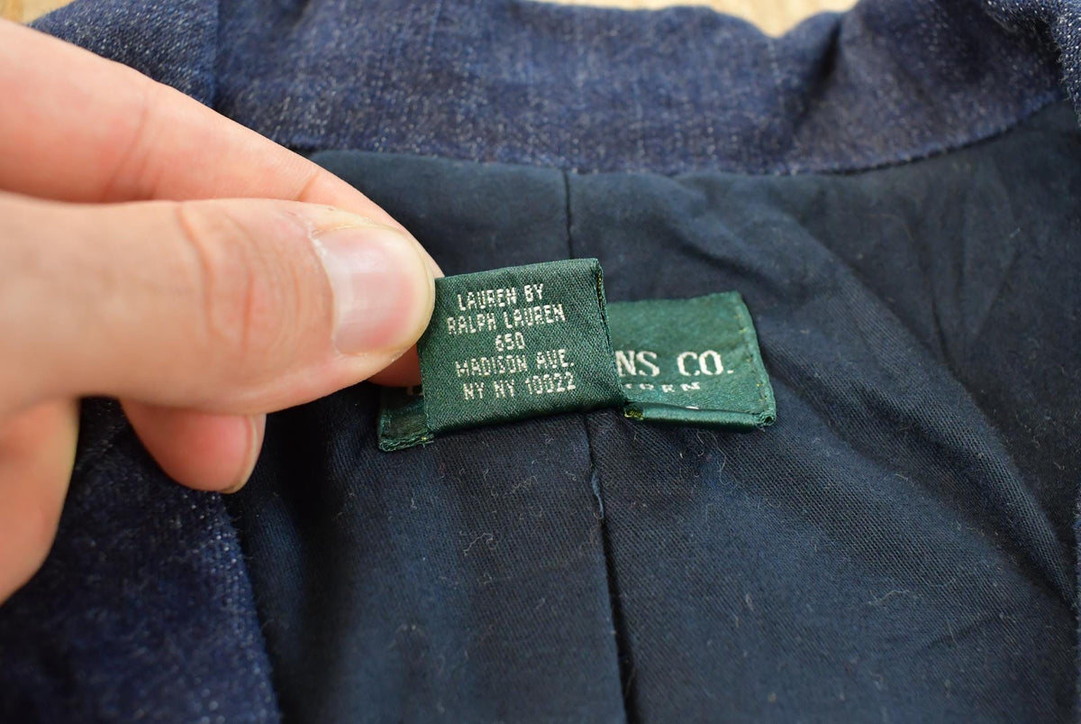 Vintage 1990s Lauren Ralph Lauren Denim Dark Blue Blazer Women's Large from propervintagecanada