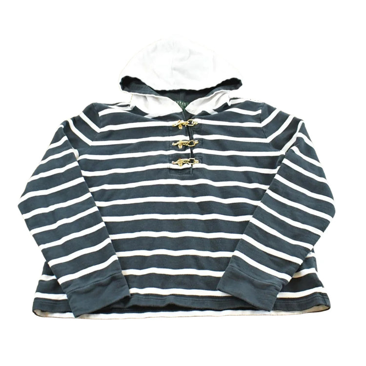 Vintage 1990s Lauren Ralph Lauren Firemen Hooks Natuical Striped Hoodie Sweatshirt Womens L from propervintagecanada
