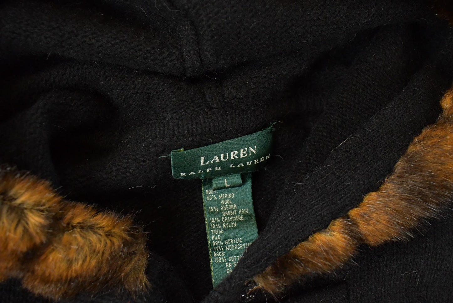 Vintage 1990s Lauren Ralph Lauren Knit Hooded Wool Sweater Women's L from propervintagecanada