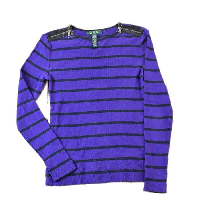 Vintage 1990s Lauren Ralph Lauren Knit Zipper Crewneck Sweater Women's XS from propervintagecanada