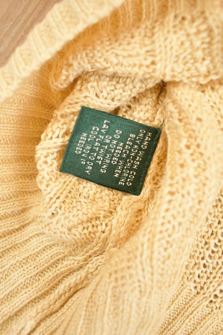 Vintage 1990s Lauren Ralph Lauren Petit Loose Cable Knit Linen Sweater Women's PS from propervintagecanada