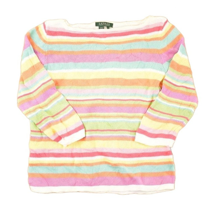 Vintage 1990s Lauren Ralph Lauren Striped Knit Crewneck Sweater Women's Cropped L from propervintagecanada