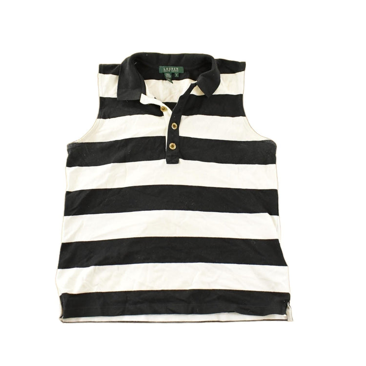 Vintage 1990s Lauren Ralph Lauren Striped Sleeveless Polo Shirt Women's Medium from propervintagecanada
