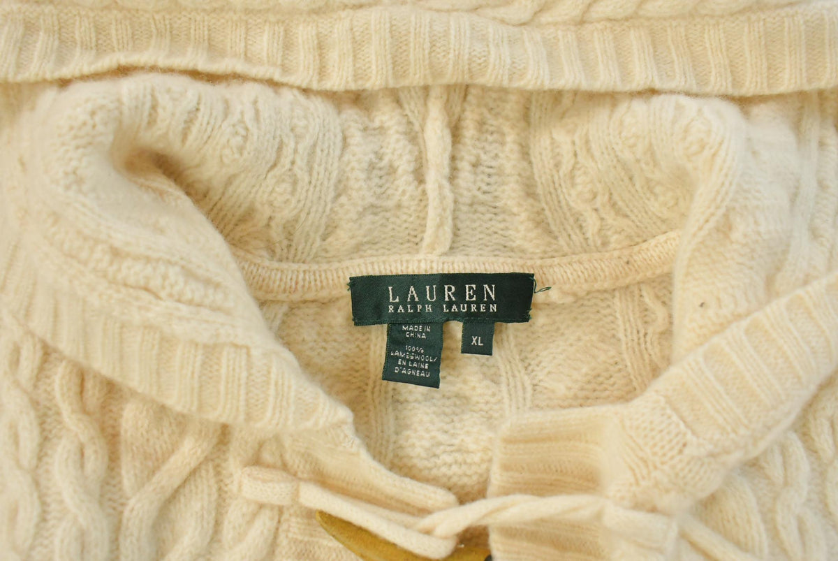 Vintage 1990s Lauren Ralph Lauren Wool Knit Fish Hook Cardigan Sweater Women's S from propervintagecanada