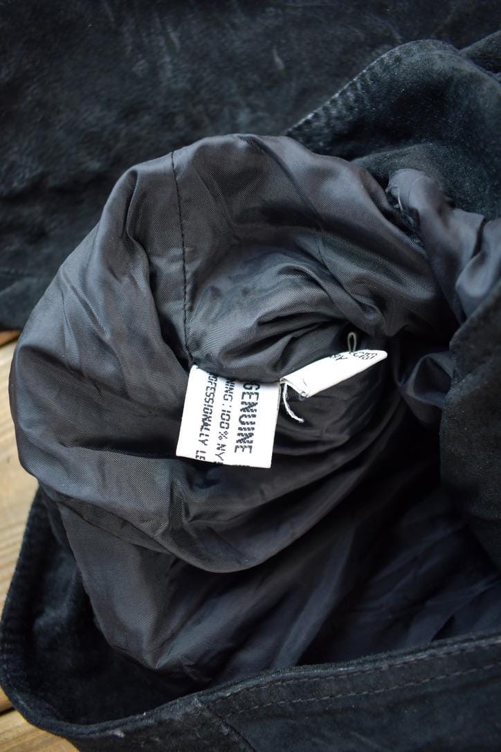 Vintage 1990s Laurice Black Fringe Leather Jacket Women's M from propervintagecanada