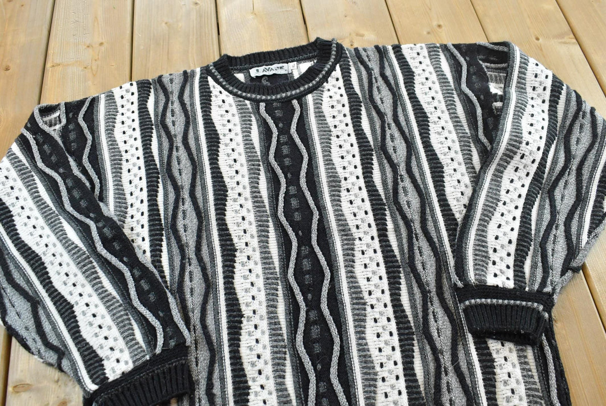 Vintage 1990s Lavane 3D Cable Knit Crewneck Sweater Men's L from propervintagecanada
