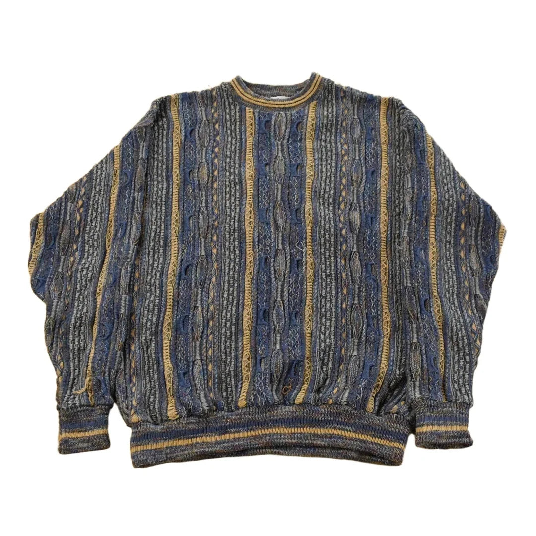 Vintage 1990s Lavane 3D Cable Knit Crewneck Sweater Men's L from propervintagecanada