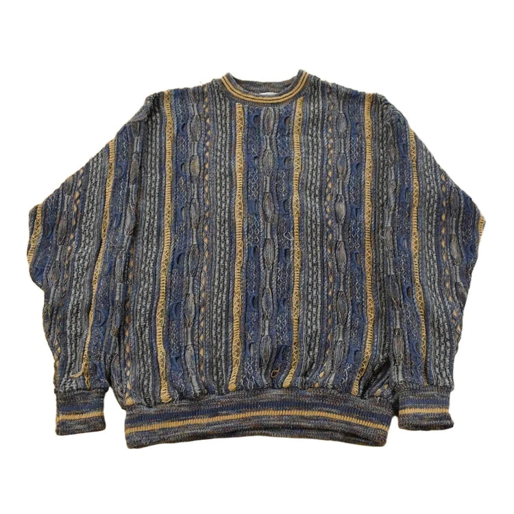 Vintage 1990s Lavane 3D Cable Knit Crewneck Sweater Men's L from propervintagecanada