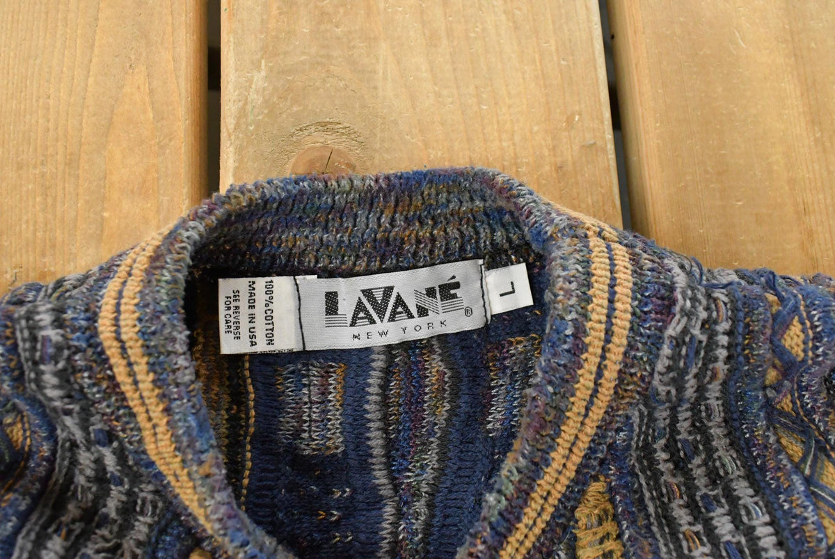 Vintage 1990s Lavane 3D Cable Knit Crewneck Sweater Men's L from propervintagecanada