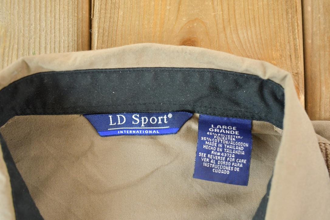 Vintage 1990s LD Sport Colour Block Quarter Button Up Shirt Men's XL from propervintagecanada
