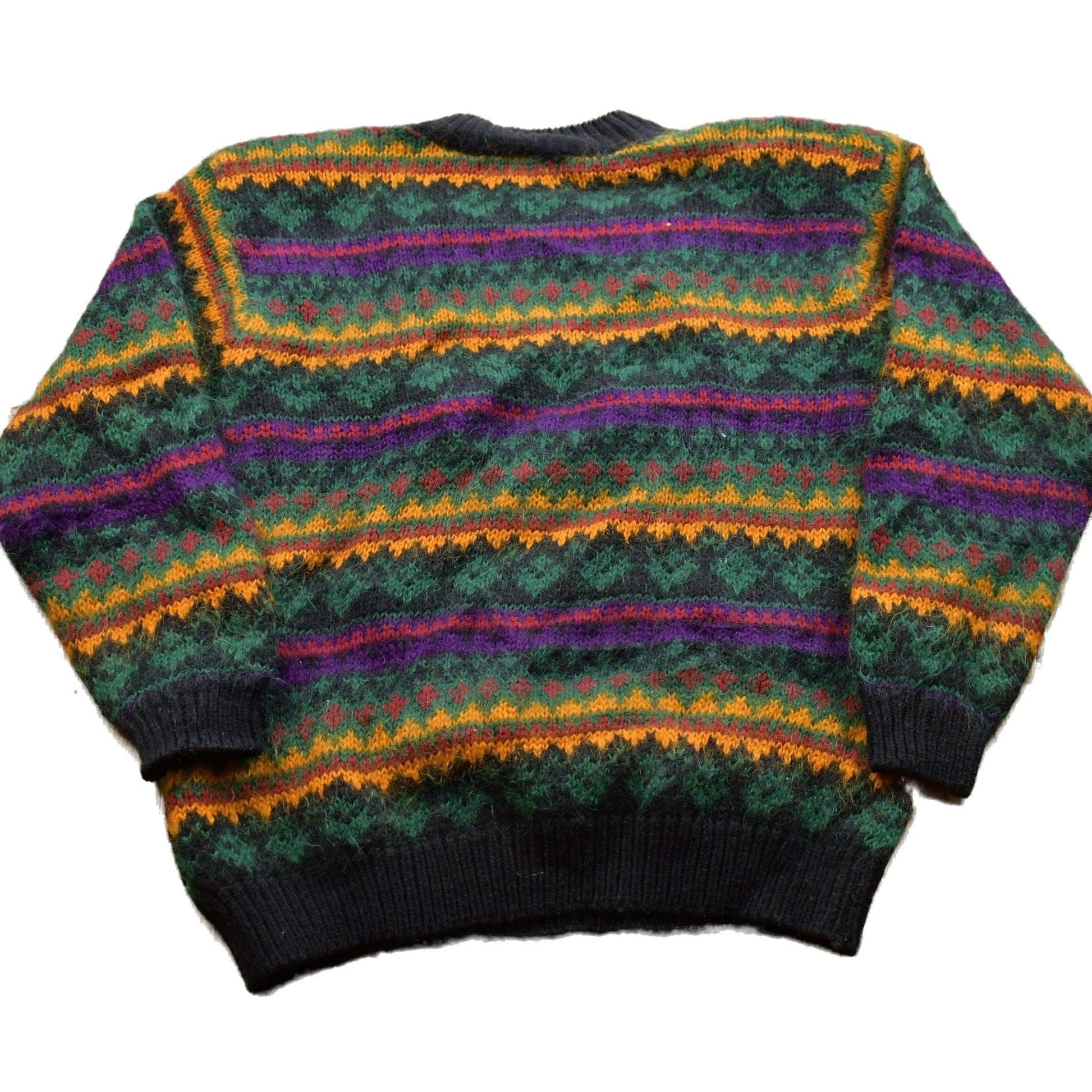 Vintage 1990s Le Moda Hand Loomed Wool Knit Sweater Men's Small from propervintagecanada