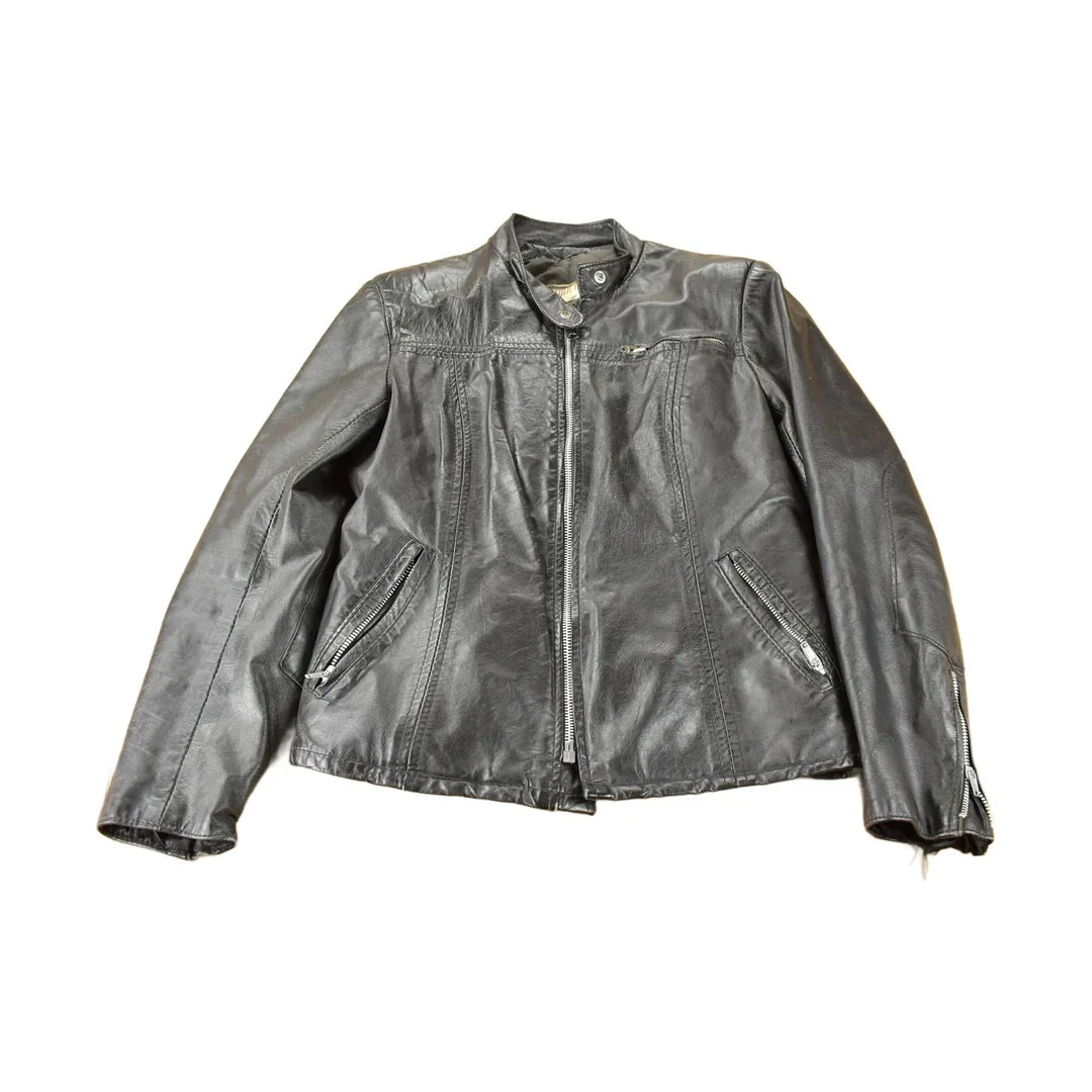 Vintage 1990s Leather Attic Genuine Leather Biker Jacket Made In Canada from propervintagecanada
