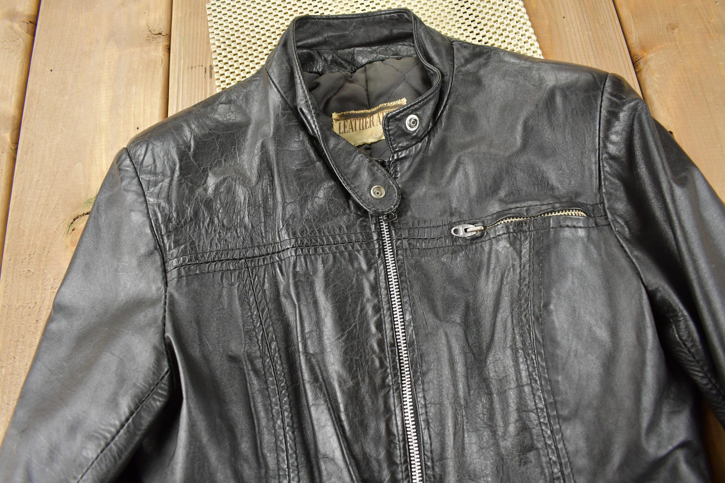 Vintage 1990s Leather Attic Genuine Leather Biker Jacket Made In Canada from propervintagecanada