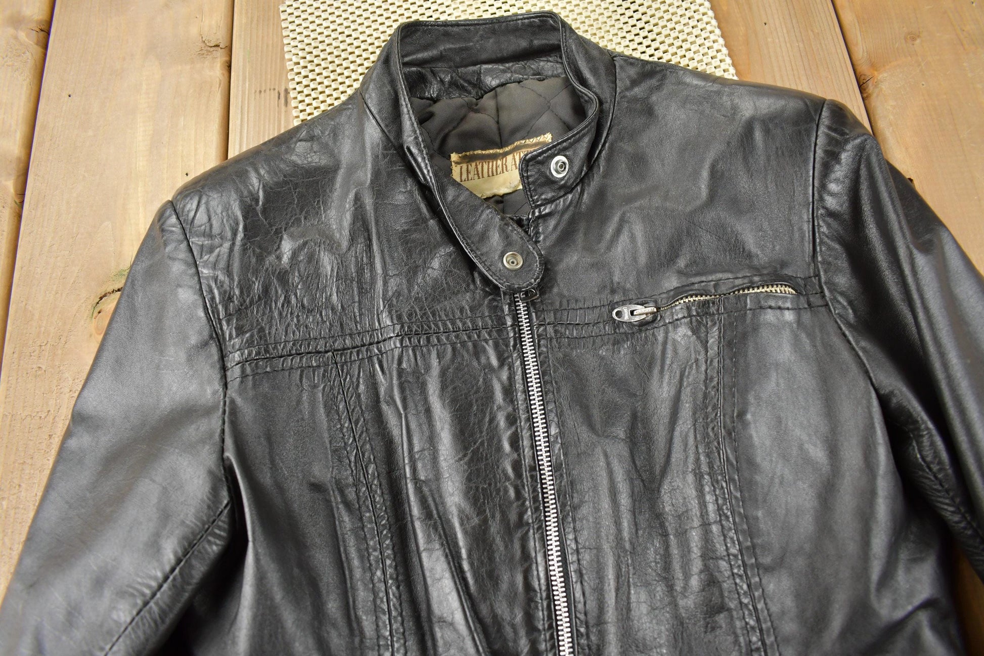 Vintage 1990s Leather Attic Genuine Leather Biker Jacket Made In Canada from propervintagecanada
