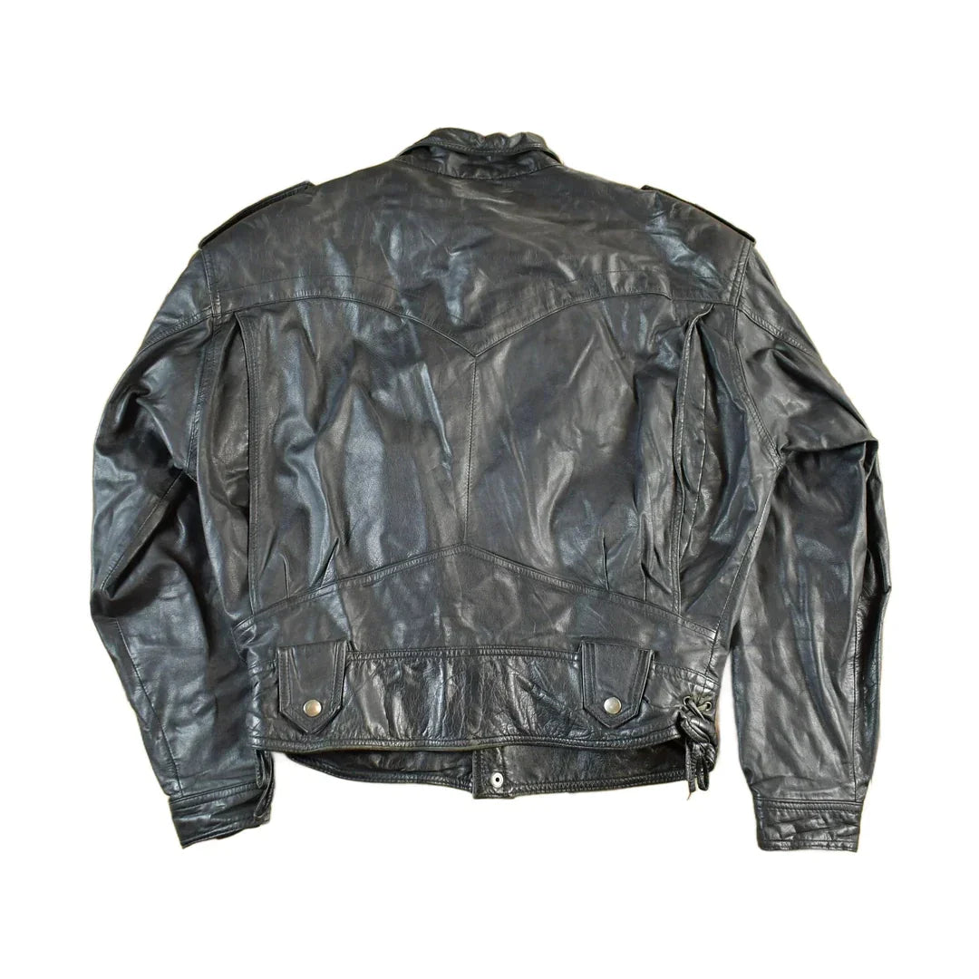 Vintage 1990s Leather Biker Jacket Adult Medium Men's Medium from propervintagecanada