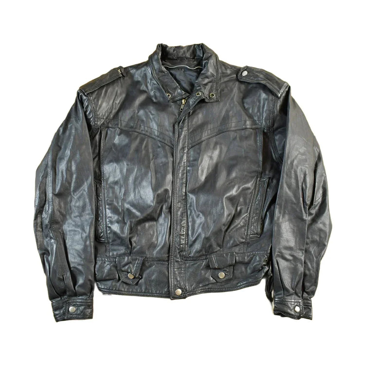 Vintage 1990s Leather Biker Jacket Adult Medium Men's Medium from propervintagecanada