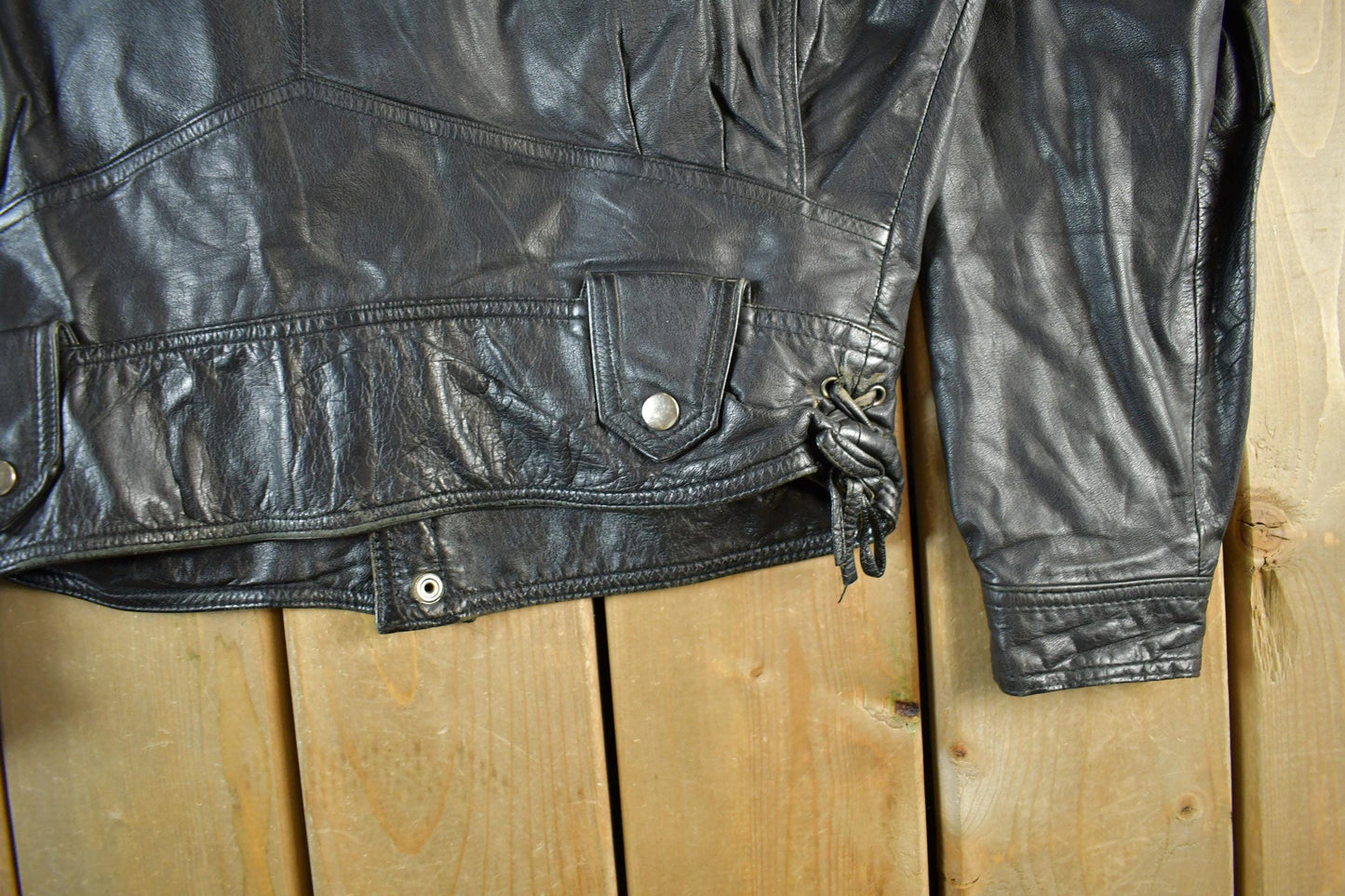 Vintage 1990s Leather Biker Jacket Adult Medium Men's Medium from propervintagecanada