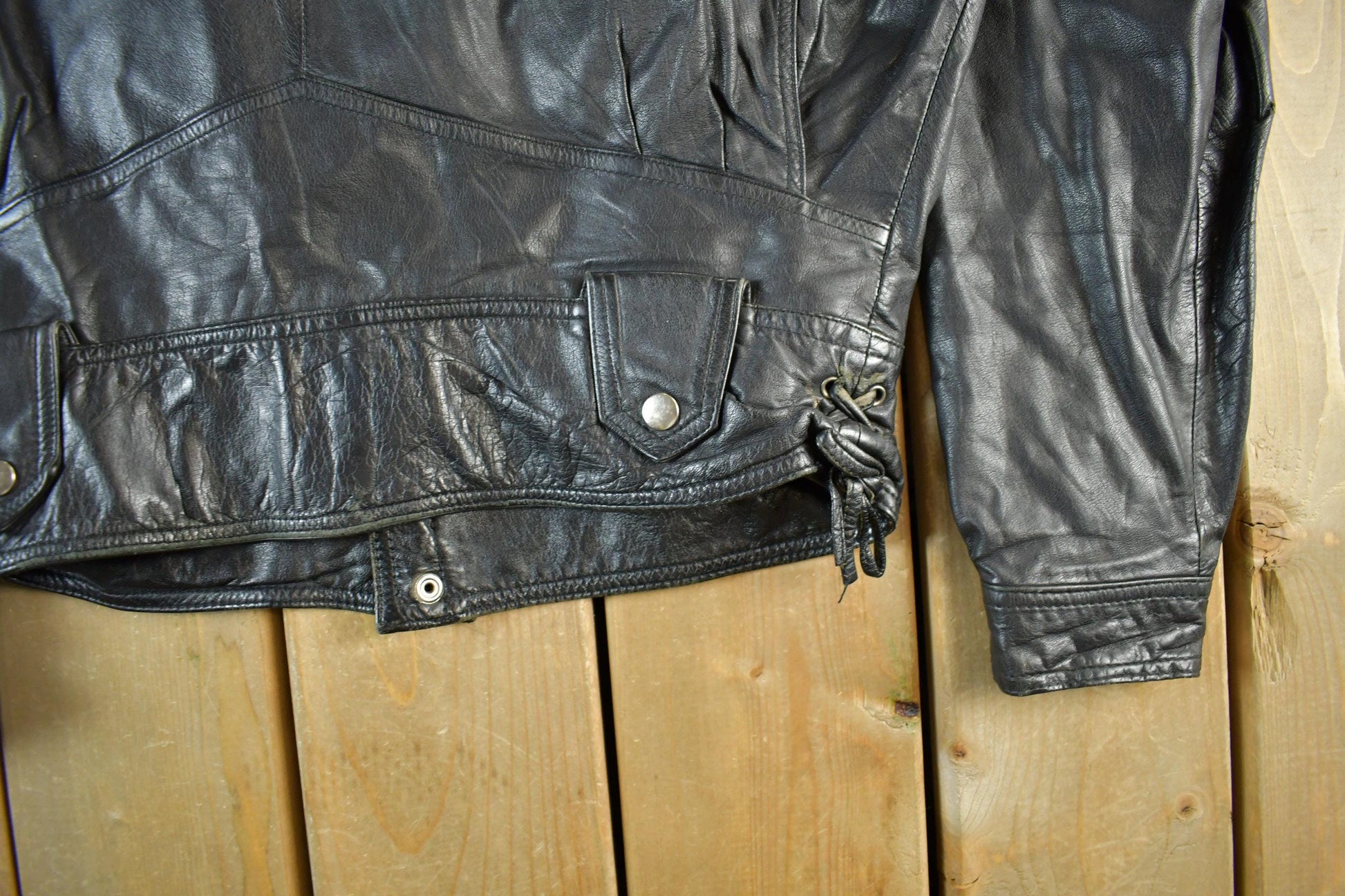 Vintage 1990s Leather Biker Jacket Adult Medium Men's Medium from propervintagecanada