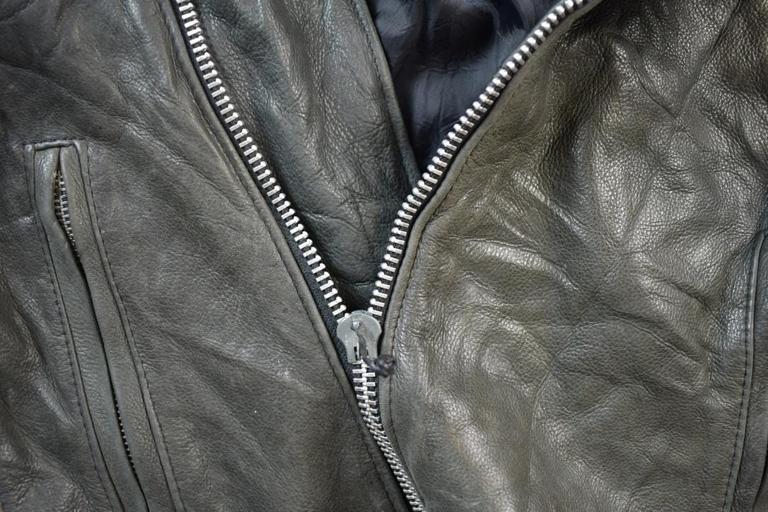 Vintage 1990s Leather Biker Jacket Made In USA from propervintagecanada