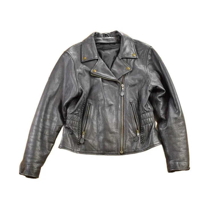 Vintage 1990s Leather Biker Jacket Men's Large from propervintagecanada