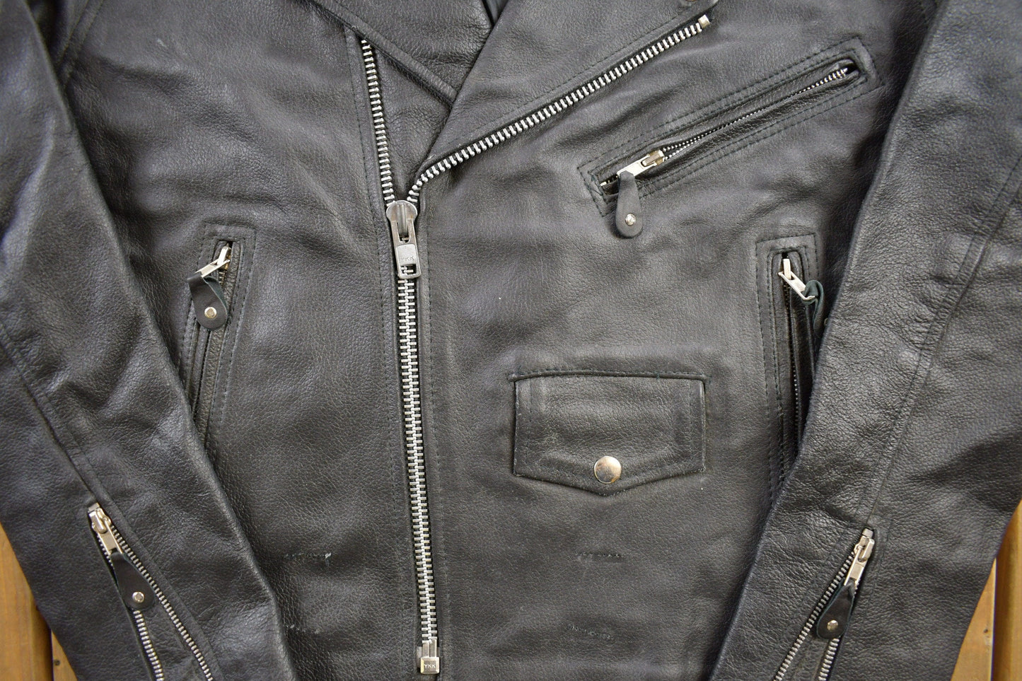 Vintage 1990s Leather Biker Jacket Men's Medium from propervintagecanada