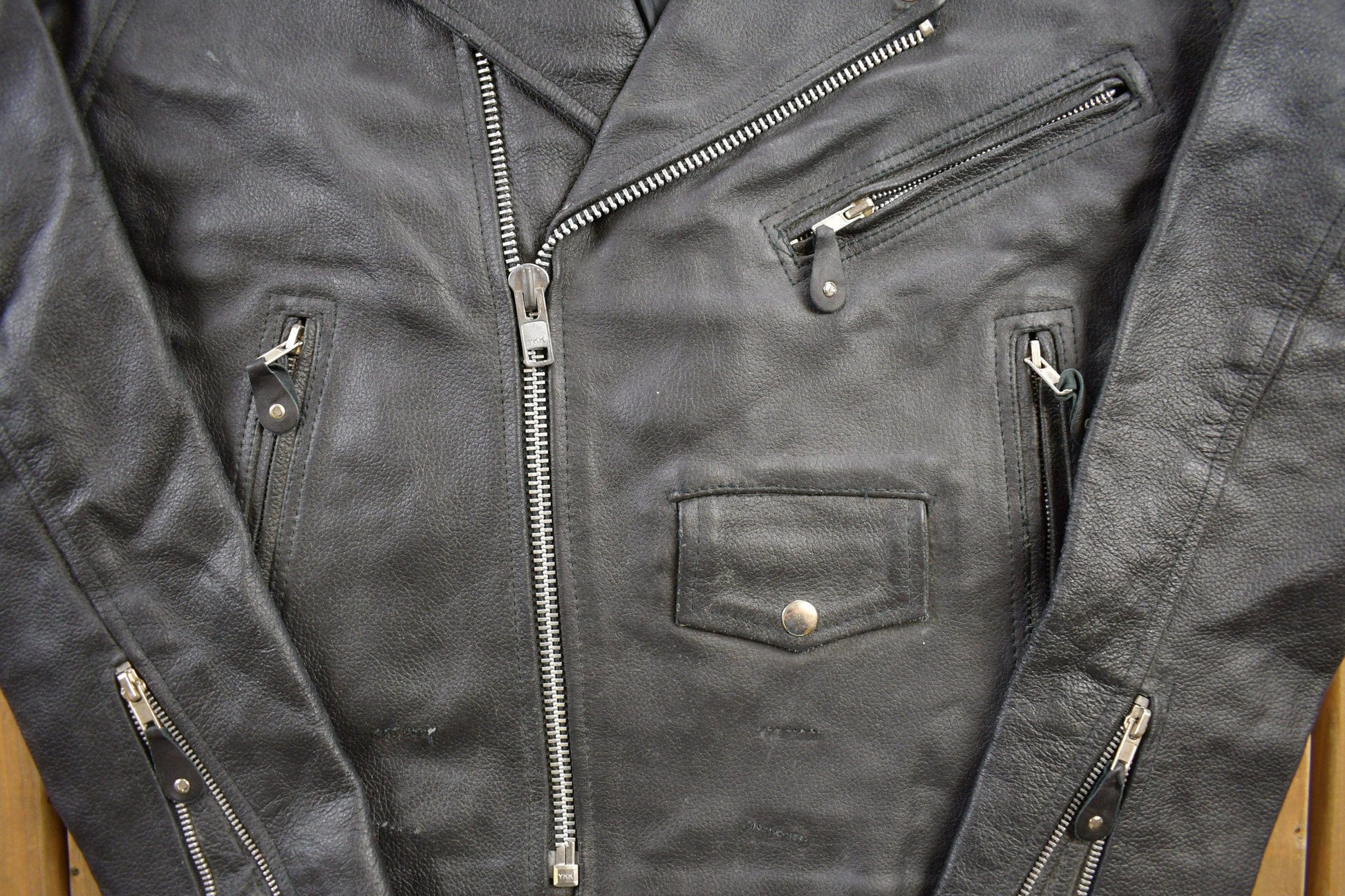 Vintage 1990s Leather Biker Jacket Men's Medium from propervintagecanada