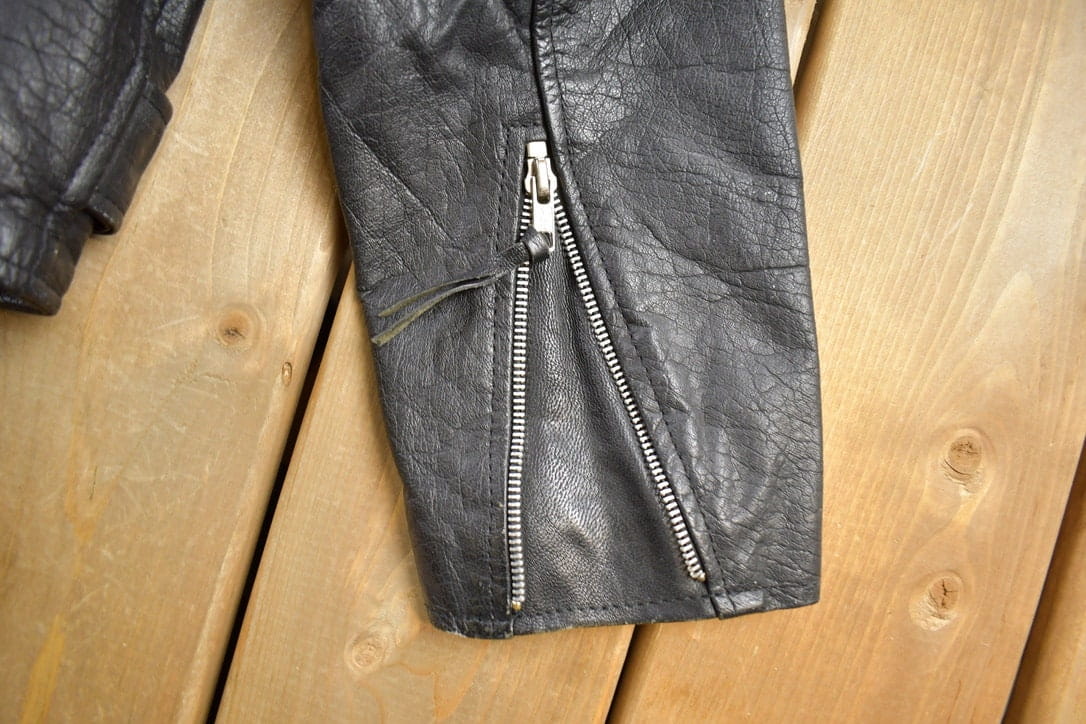 Vintage 1990s Leather Biker Jacket Men's Medium from propervintagecanada