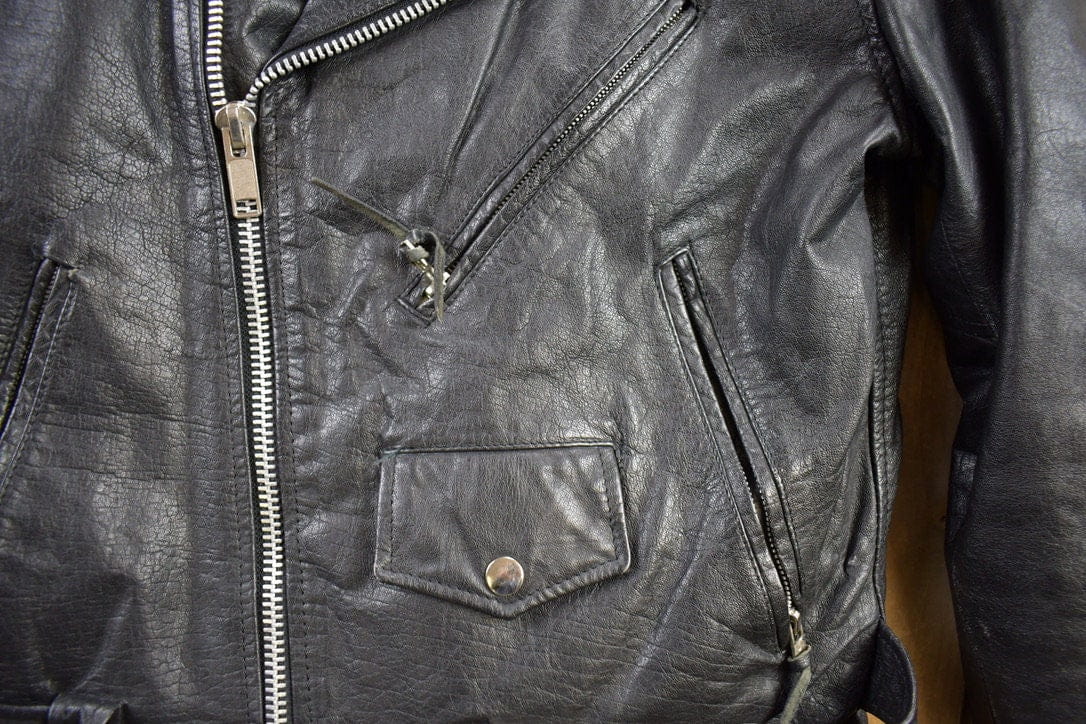 Vintage 1990s Leather Biker Jacket Men's Medium from propervintagecanada