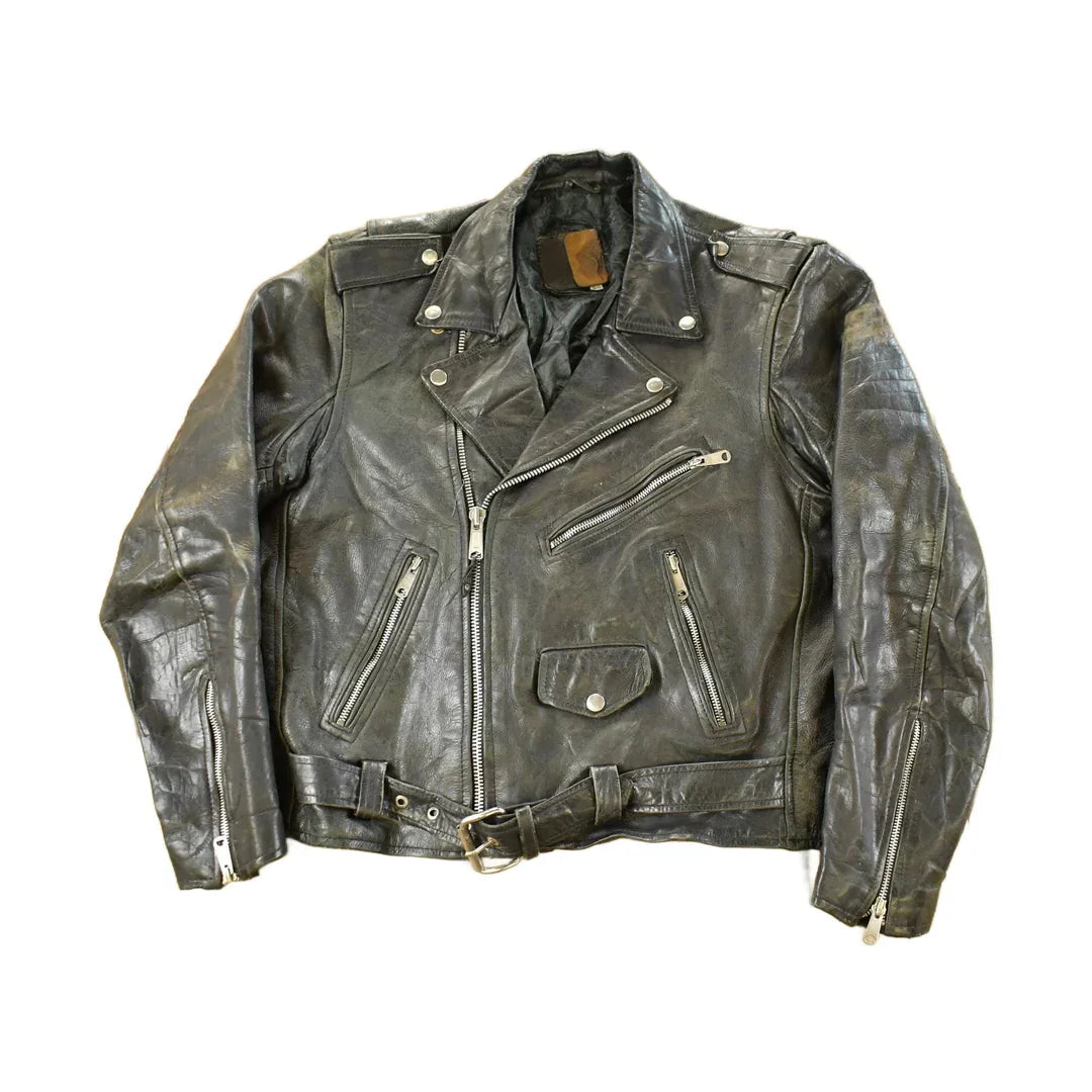 Vintage 1990s Leather Biker Jacket Men's Small from propervintagecanada
