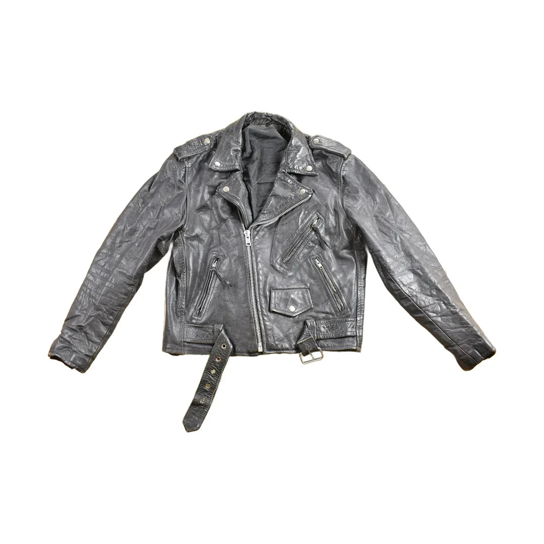 Vintage 1990s Leather Biker Jacket Men's Small from propervintagecanada