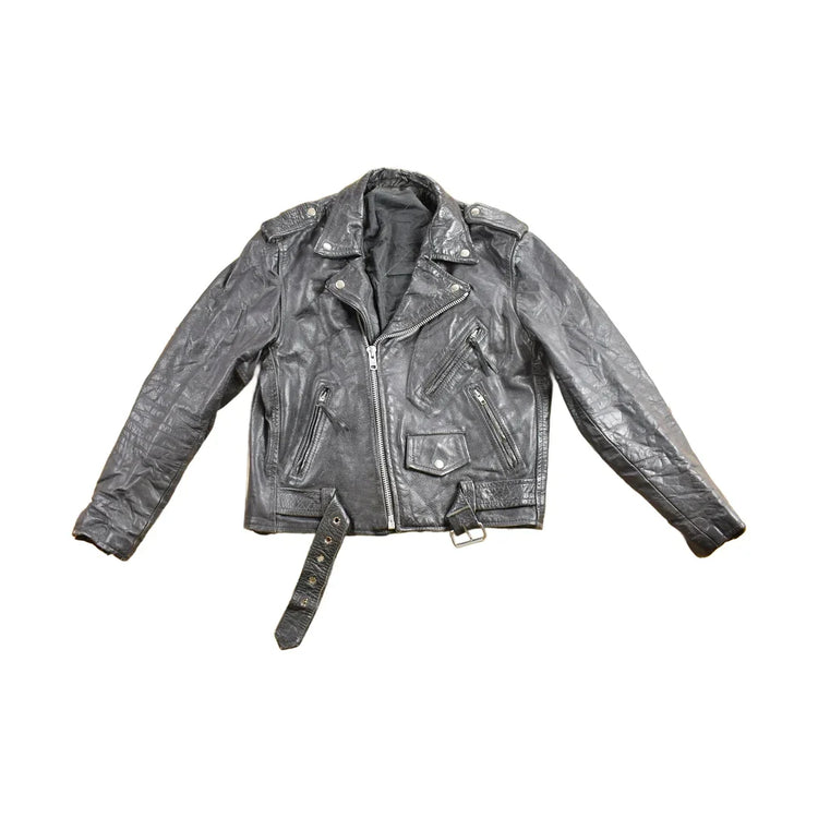 Vintage 1990s Leather Biker Jacket Men's Small from propervintagecanada