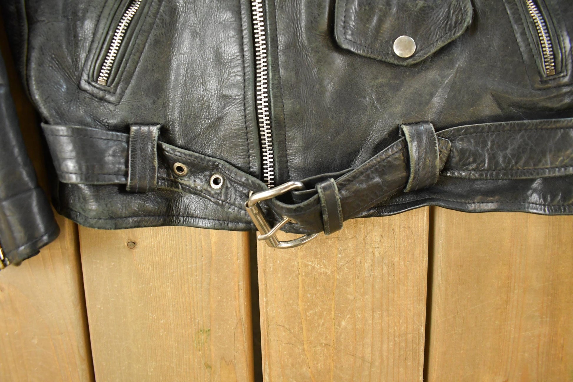 Vintage 1990s Leather Biker Jacket Men's Small from propervintagecanada