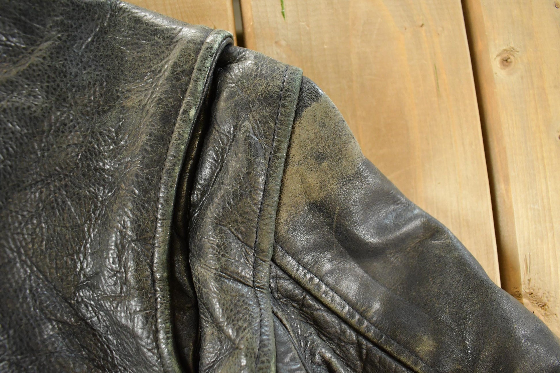 Vintage 1990s Leather Biker Jacket Men's Small from propervintagecanada