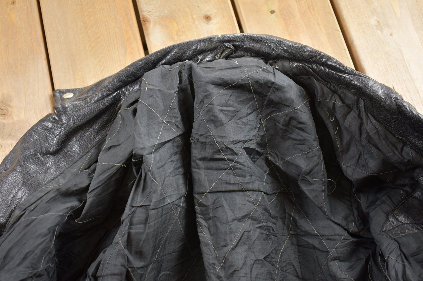 Vintage 1990s Leather Biker Jacket Men's Small from propervintagecanada